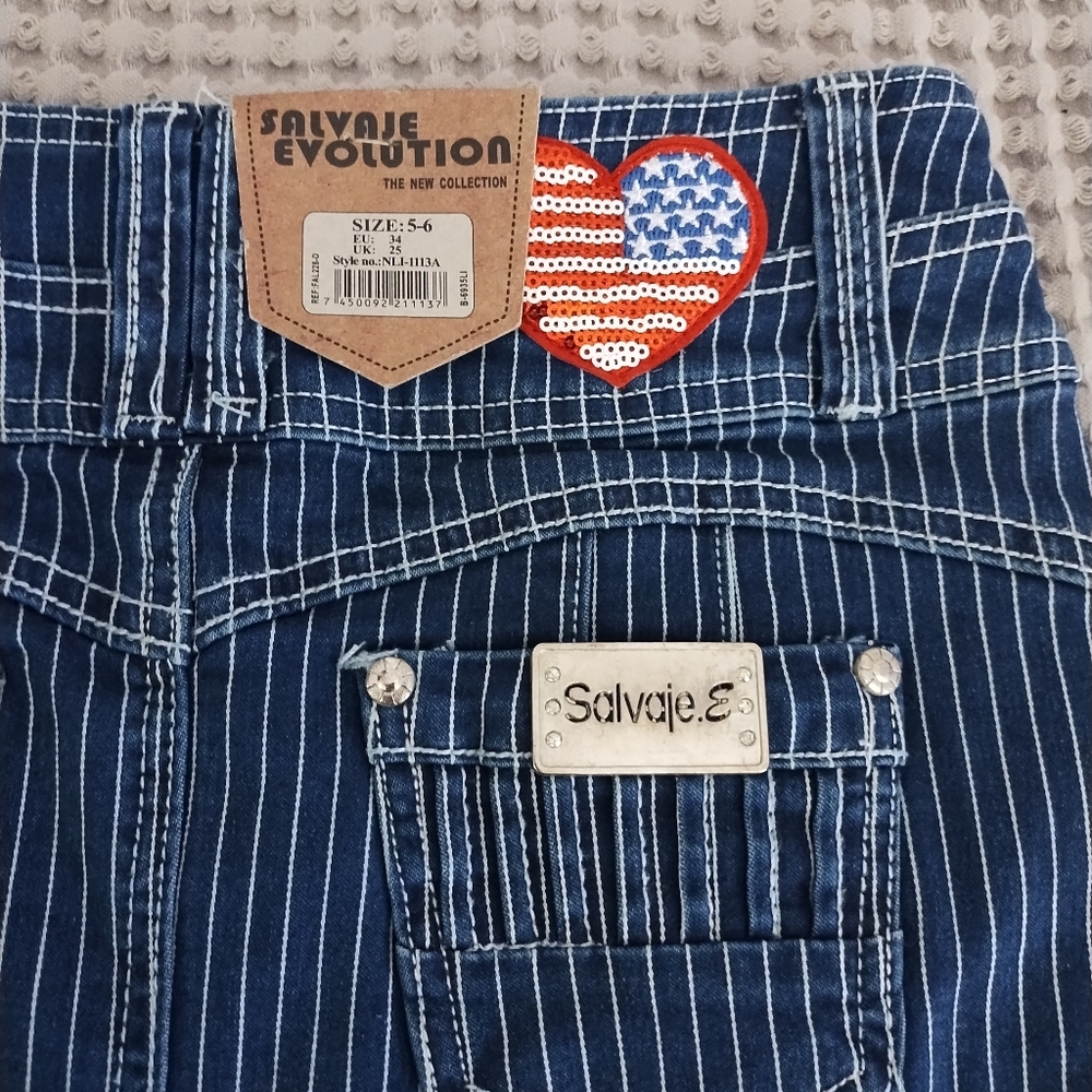 Salvaje.E. Blue Striped Denim Skirt